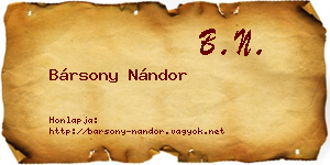Bársony Nándor névjegykártya