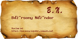 Bársony Nándor névjegykártya